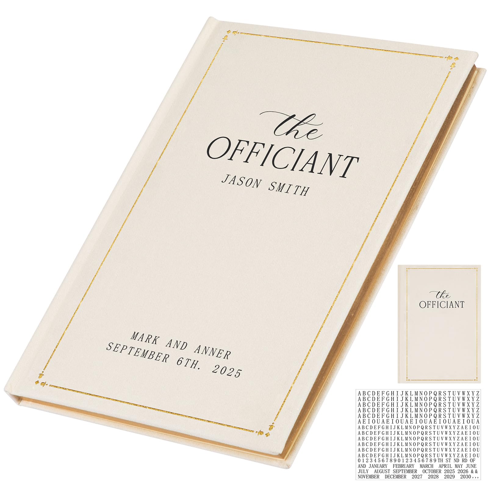 Engrowtic Wedding Officiant Book Personalized Linen Hardcover Journal with Name Sticker, 160 Lined Pages, 5.31 x 8.27 in A5 Notebook, Pastor Minister Sermon Officiant Gift for Wedding Ceremony