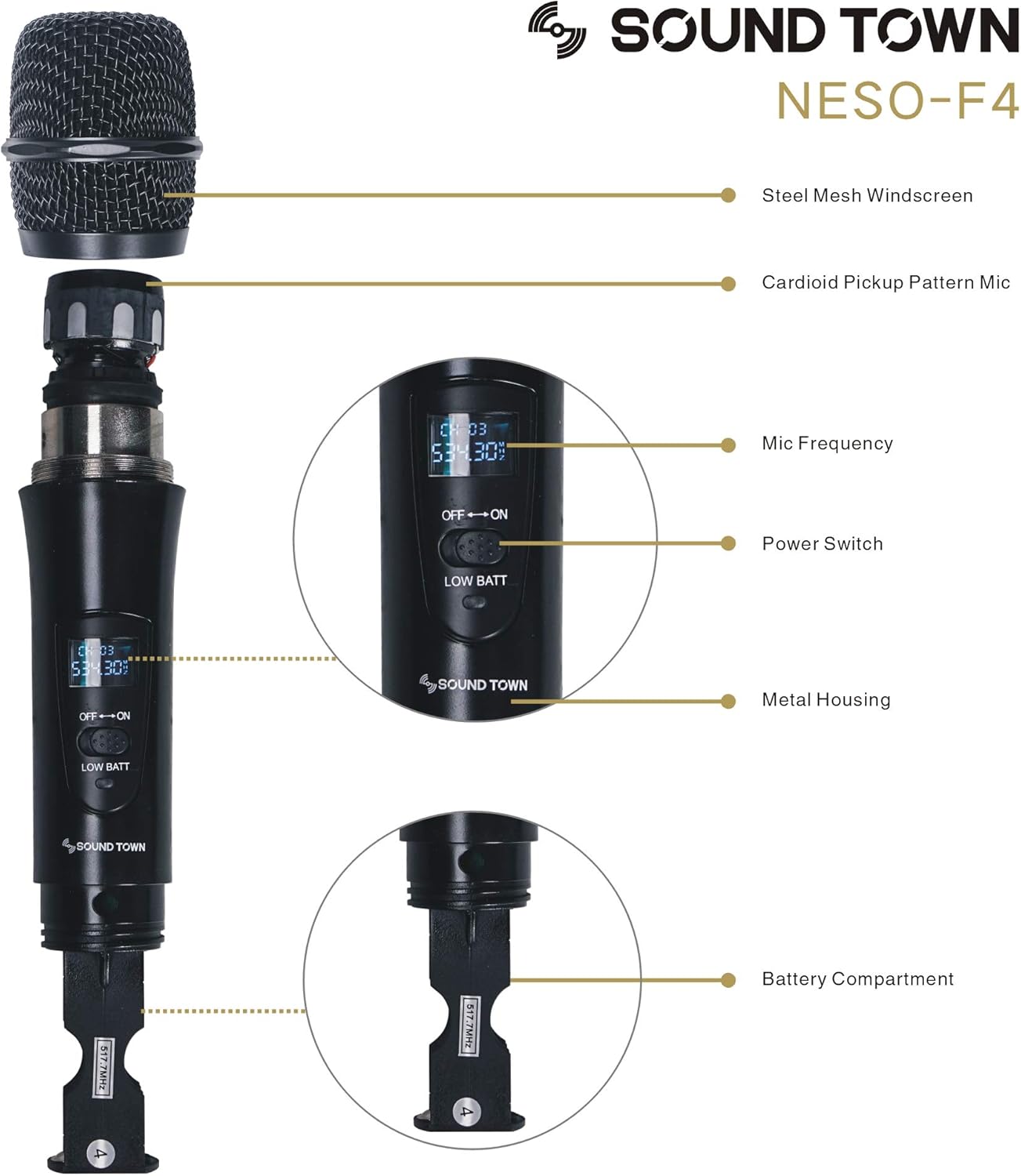 Bеѕt Quаlіtу 🔥 Sound Town 4 Channels Professional UHF Wireless Microphone System with Rack Mountable Metal Receiver, 2 Handheld Mics, 2 Lavalier Mics and 2 Bodypack Transmitters, for Church, School and Karaoke