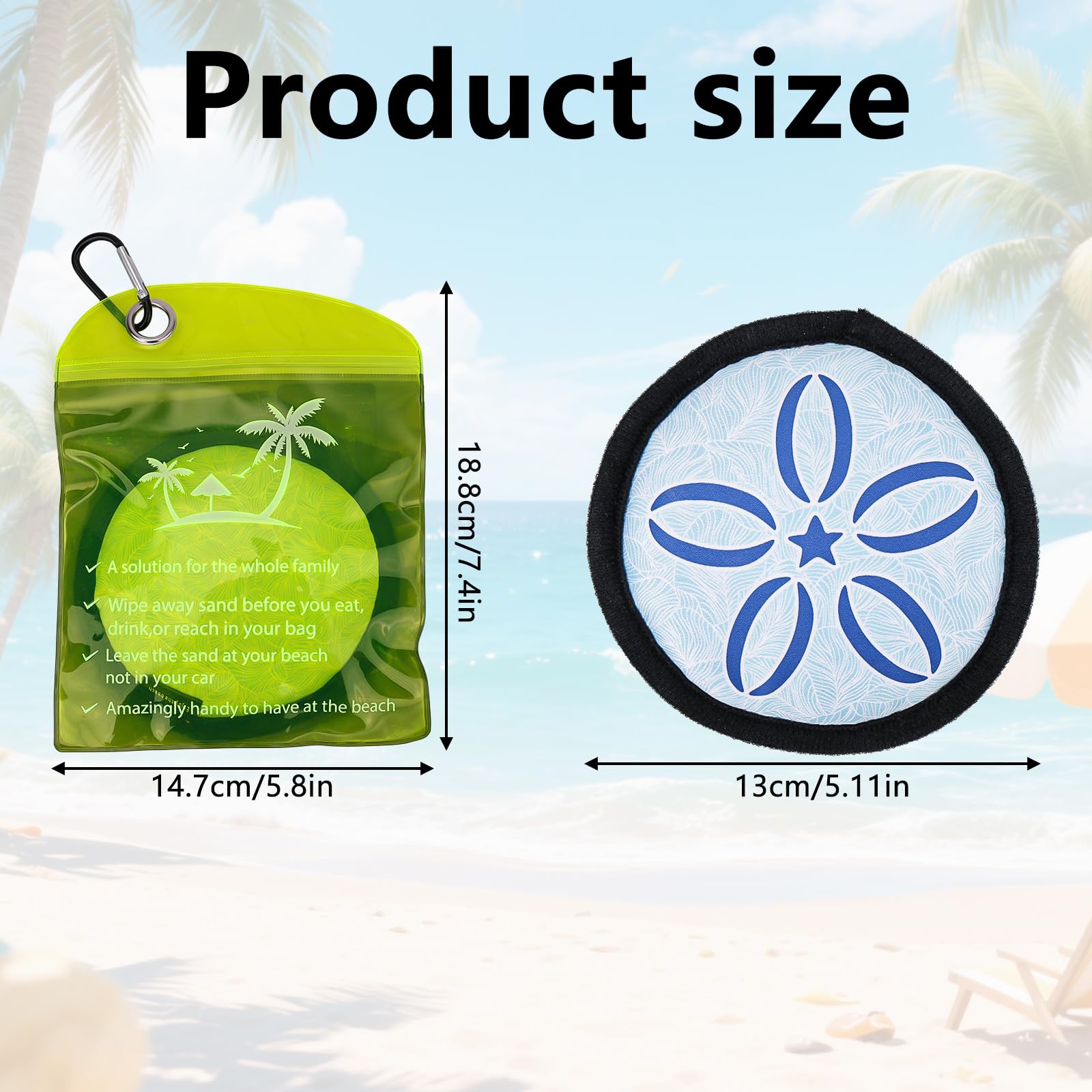 Gosknor Sand Remover for Beach Portable Sand Removal Bag Wipes Cleaner with Carabiner for Kids Adults Beach Summer Vacation Must-Have Essentials - Image 2