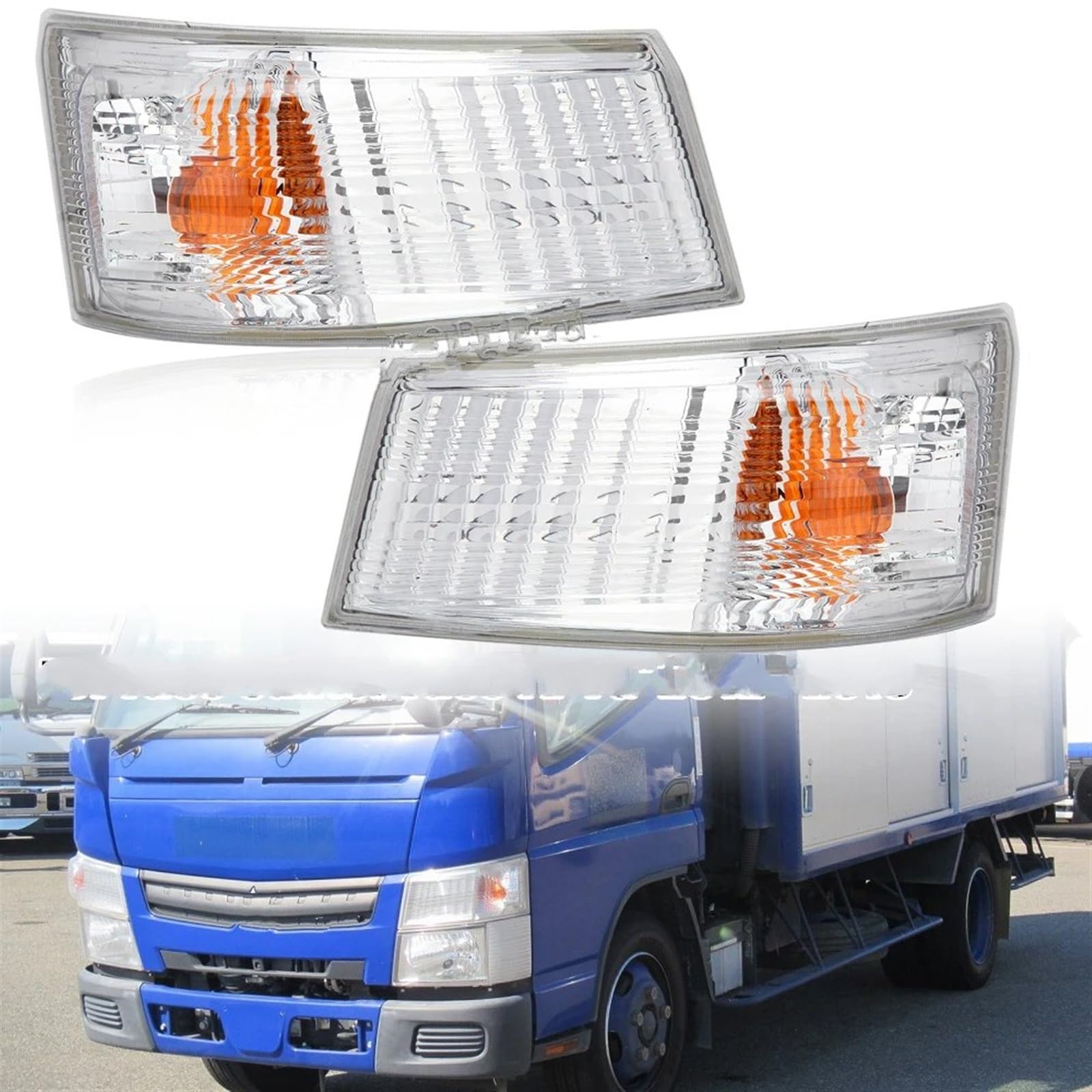 Clignotant Dynamique pour Mitsubishi pour Canter pour Fuso FE FG 2012-2018 Feu d'angle Feu Antibrouillard Avant Voiture Clignotant Phares Ensemble Lampes Témoins Indicateur de Miroir(1 Paire)