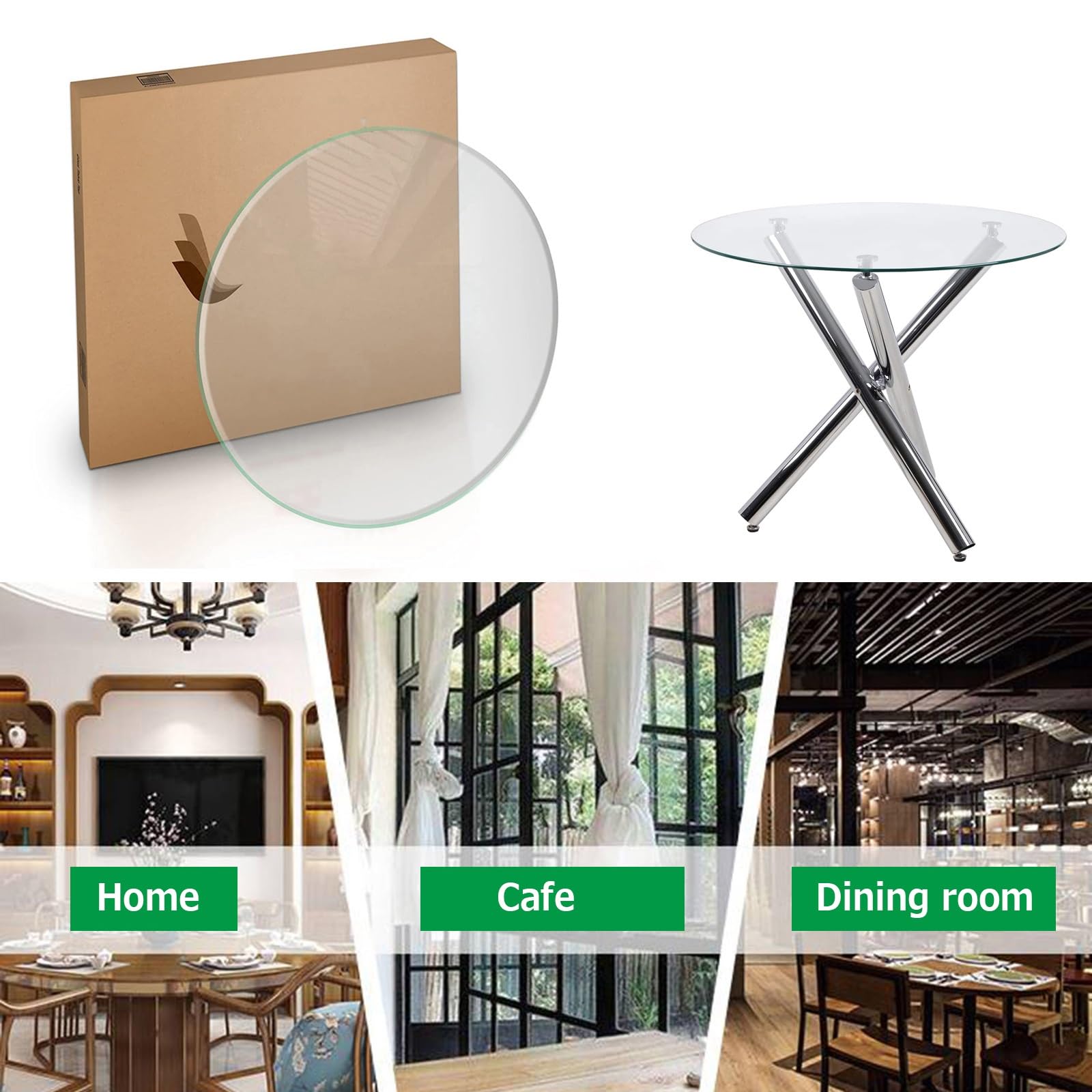 Glasplatte Rund Ø 35 58 68 100cm Outdoor Patio Tischplatte, Transparentes Flachglas, 8mm Dickes Gehärtetes Glass Scheibe, Robust Und Stabil, Sicherheitsglas Glaspatte Für Couchtisch/Esstisch(35cm)