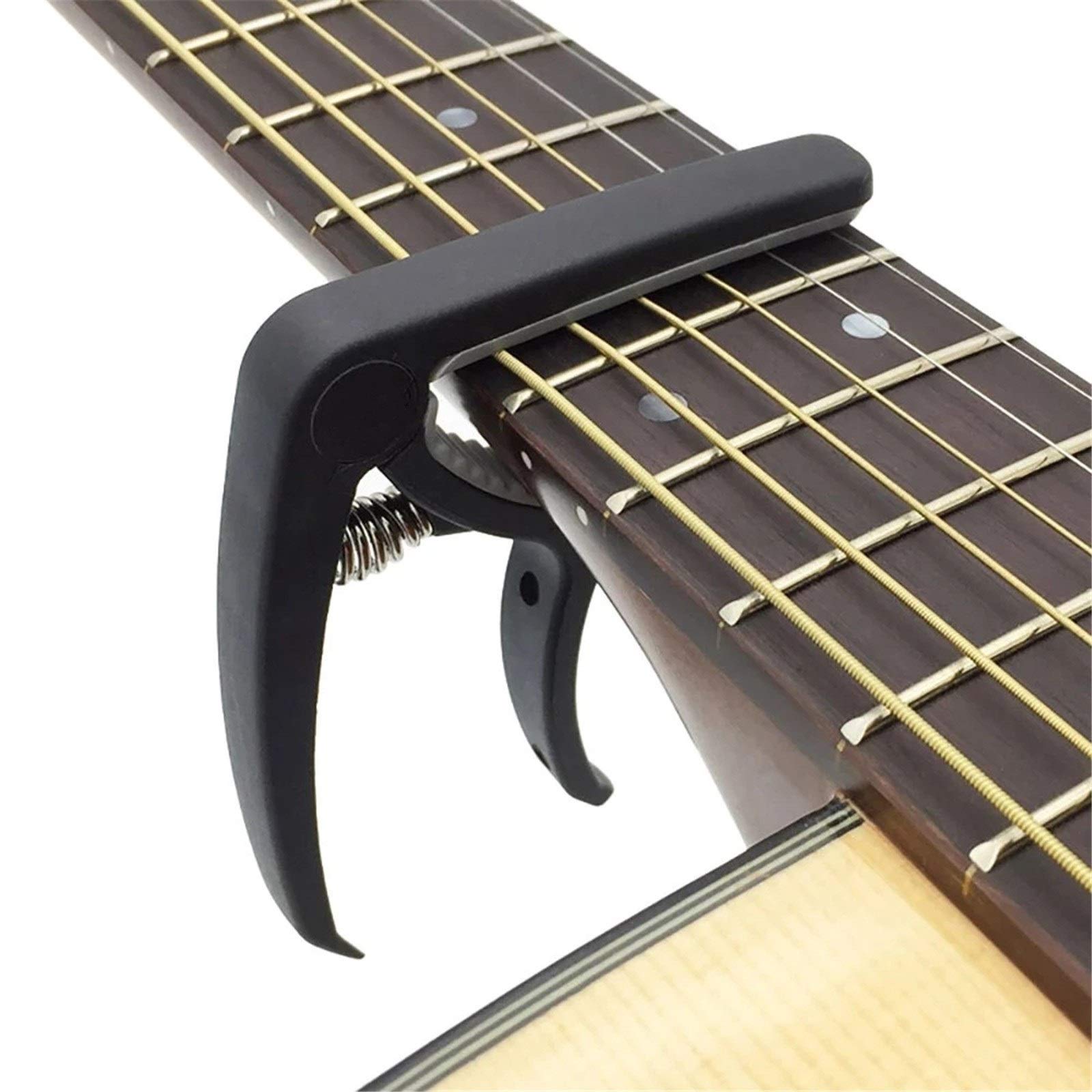 Kapodaster für Akustikgitarre, tragbarer Gitarren-Nagler, professioneller Gitarren-Kapodaster, multifunktionales Gitarrenzubehör (Farbe: Schwarz, Größe: Einheitsgröße) (Schwarz Einheitsgröße)