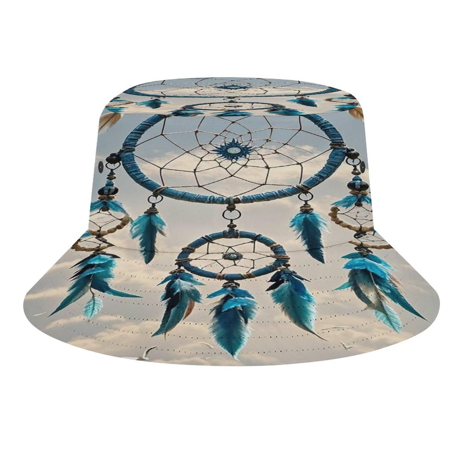 Native Dream Catcher Sun Hats Wide Brim Bucket Hat UV Protection Hat for Fishing Hiking Beach Garden Black