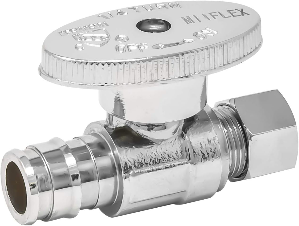 MIIFLEX 1/2 inch PEX(Inlet) x 3/8 inch OD(Outlet) Lead Free 1/4 Turn PEX A Straight Stop Valve, Expansion F1960 x Compression, (Pack of 10 pcs, click in for more size options), 1/2'' PEX x 3/8'' OD