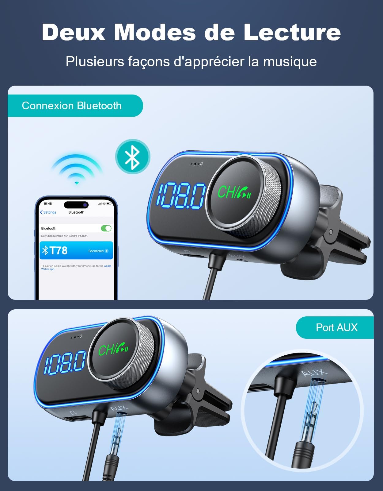 Adaptateur Bluetooth Mains Libres Voiture Microphone Cvc Adaptateur Bluetooth Voiture Magift 3 En 1 - Transmetteur FM 20W PD Avec Support Téléphone | Kit Mains Libre Audio Bluetooth 5.3 Audio Hi-Fi Adaptateur Bluetooth Mains Libres Voiture Microphone Cvc Adaptateur Bluetooth Voiture Magift 3 En 1 - Transmetteur FM 20W PD Avec Support Téléphone | Kit Mains Libre Audio Bluetooth 5.3 Audio Hi-Fi