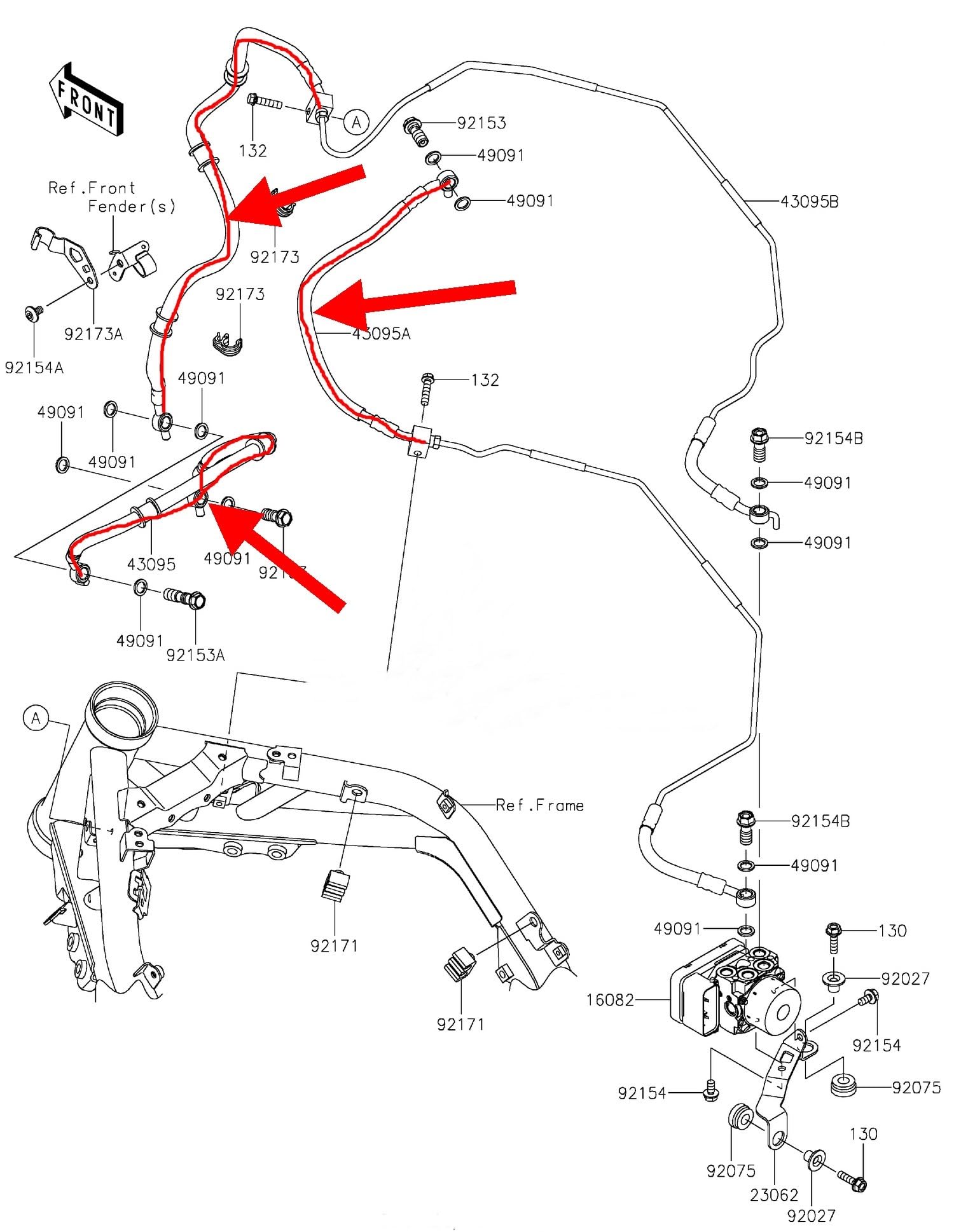 rura hamulcowa Przewód hamulcowy przedni w oplocie ze stali nierdzewnej Linea Freno Durite Frein pasuje do Kawasaki Z900 2020-2022(Plus 50mm)