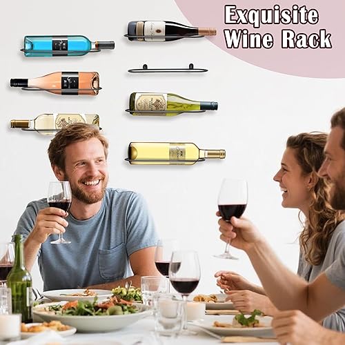Miniatura 2 de AQAREA Soporte para estante de vino de montaje en pared Soporte de vino de metal para vino individual o licor para exhibir y almacenar