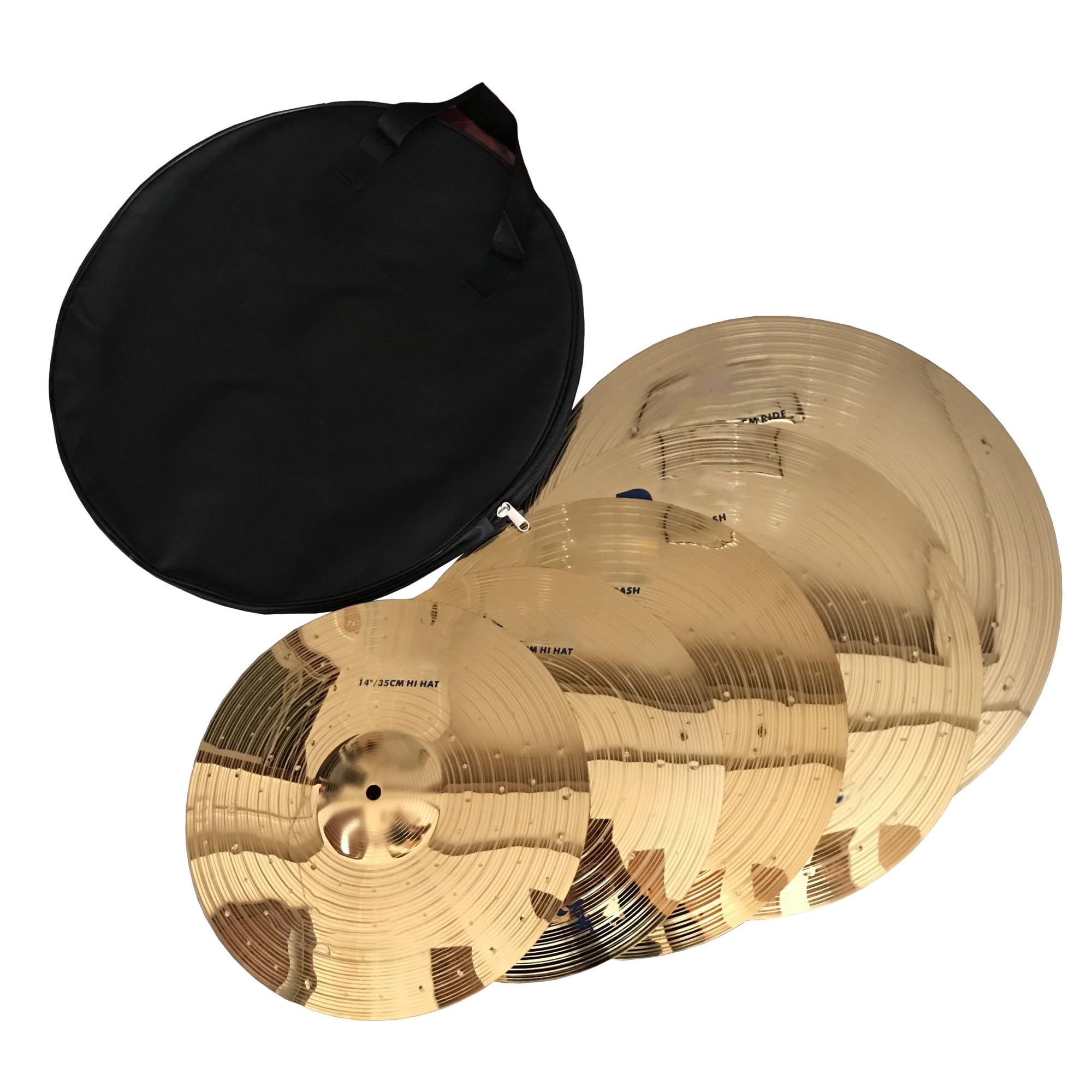 Cymbales en Alliage De Polissage Couleur Or 14 '' Hi-Hat + 16 '' Crash + 18 '' Crash + 20 '' Ride Cymbals Accessoires pour Instruments à Percussion