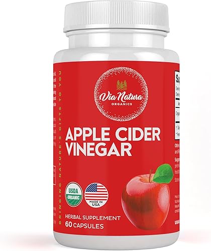 Cápsulas de vinagre de sidra de manzana 1000 mg | Suplemento herbario orgánico | 60 cápsulas