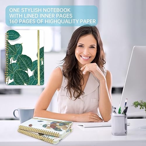 Miniatura 7 de Mlife A5 Lined Spiral Bound Notebook,160Pages,100gmJournals,8.5 "X 6" Notepad Ring Binder,Notebooks with Pockets,Elastic for Adult Diary&Bullet