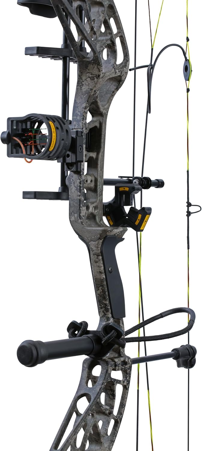 Bear Archery Adapt 2 Ready to Hunt Compound Bow Archery Set with Archery Accessories Including IMS V-Biscuit Rest, 4 Pin Sight, & Stabilizer, 24”- 31” Draw Length, Up to 320 FPS