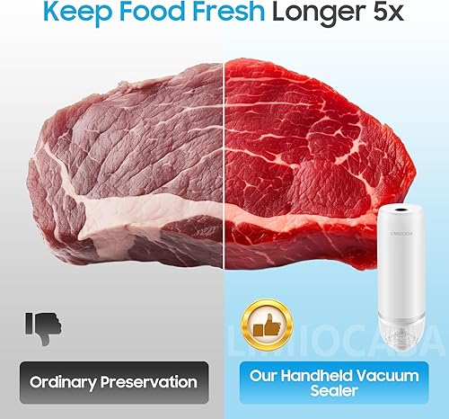 Miniatura 3 de Sellador al vacío, sellador de alimentos compacto 5 veces más fresco, sellador al vacío de mano para almacenamiento de alimentos, sellador al vacío
