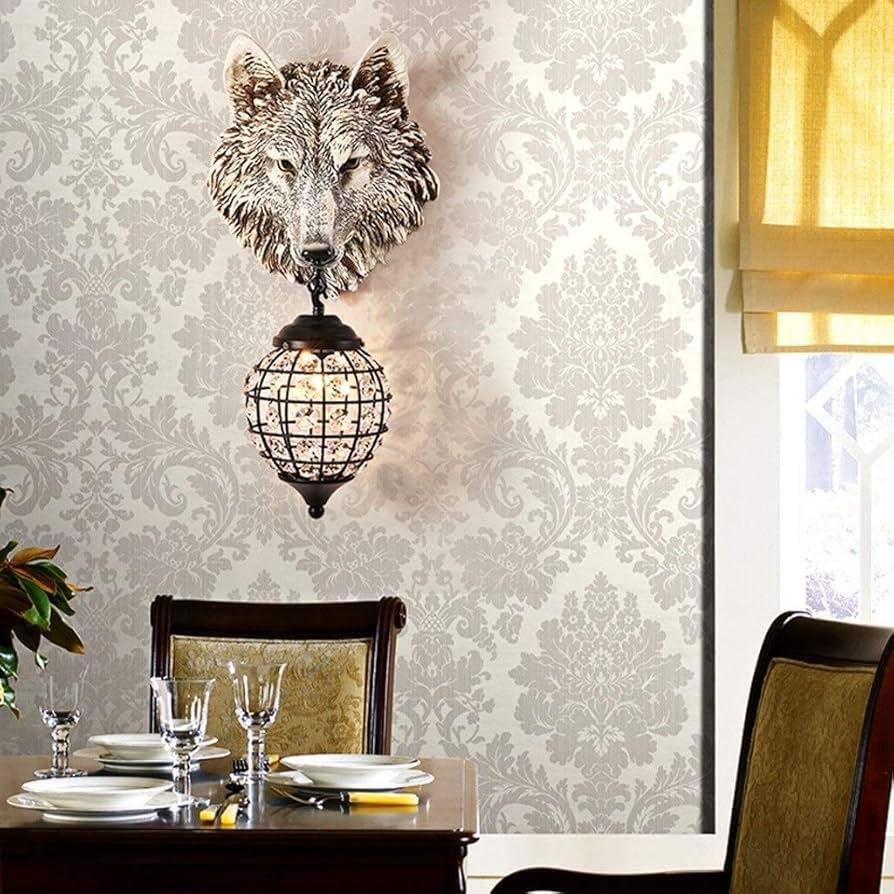 ウォールランプ 狼 アニマルヘッドオブジェ ライト Amazon.co.jp : ウォールライトレトロ 壁取り付け用燭台人工