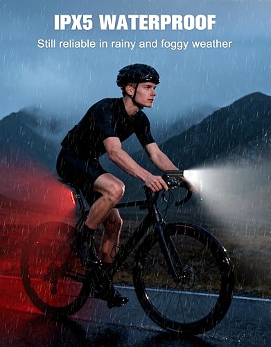Miniatura 5 de Luces de bicicleta, juego de luces LED recargables por USB de 1200 lúmenes, luces de bicicleta superbrillantes, luz trasera y delantera, linterna de