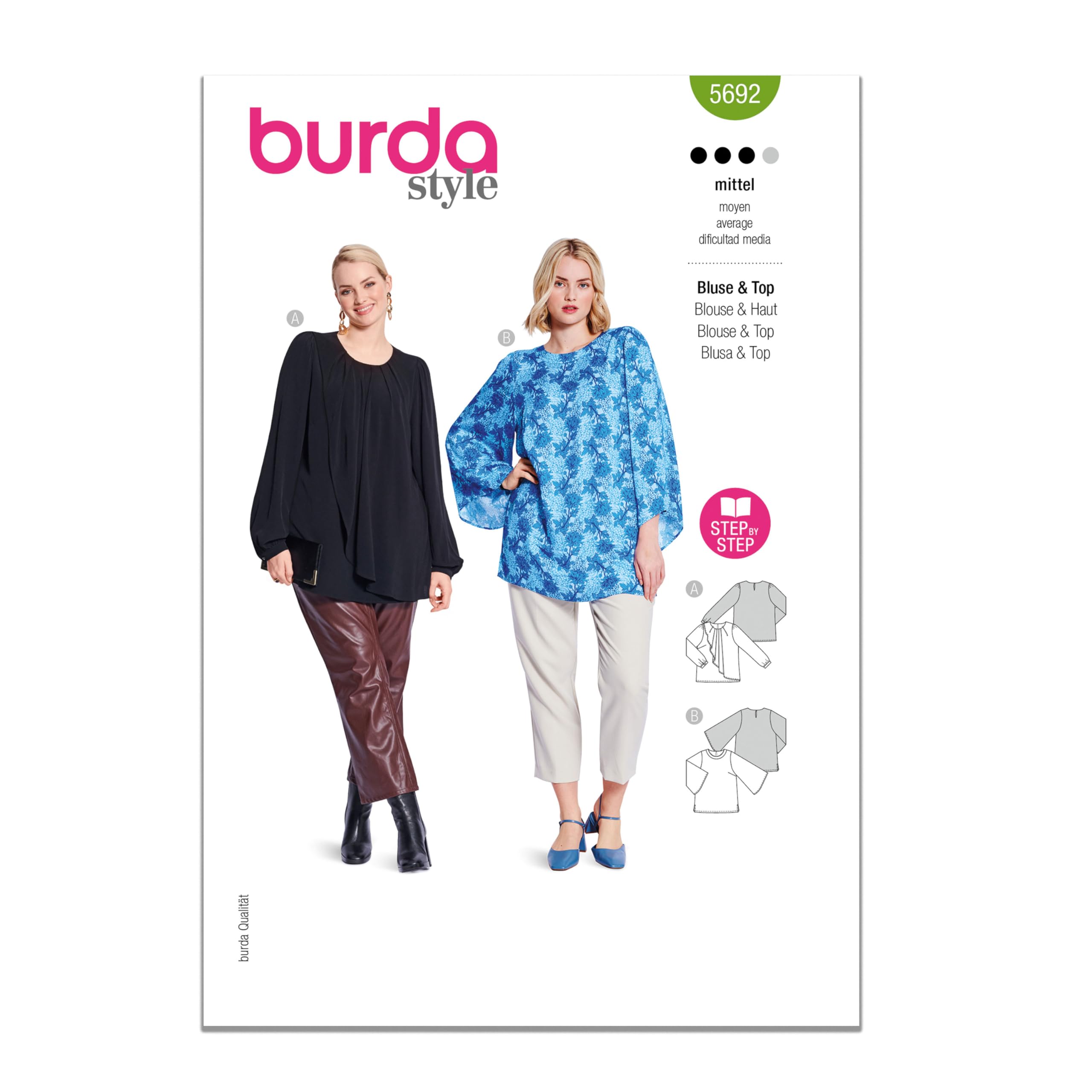 Burda Sewing Pattern X05692BURDA Burda Style Pattern 5692 Misses' Blouse and Shirt 20-34 (46-60)