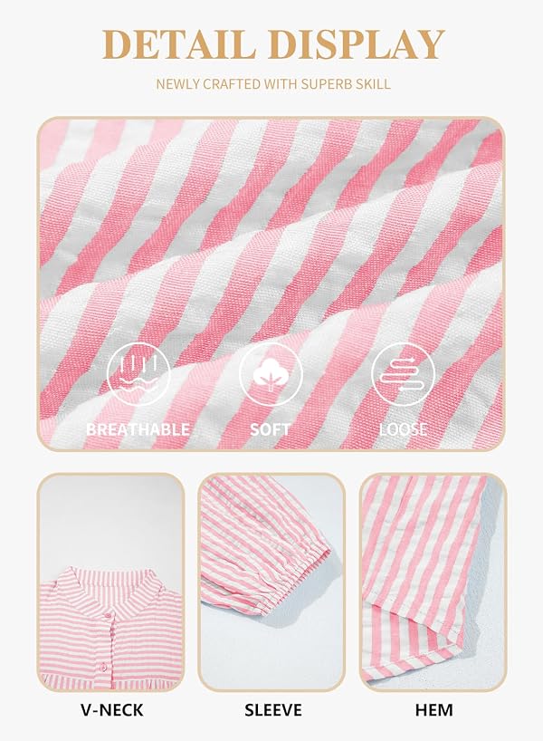 Eytino Plus Size Tops for Women Striped Long Sleeve Shirts, Pink, 2X by Eytino - Used condition - Image 5