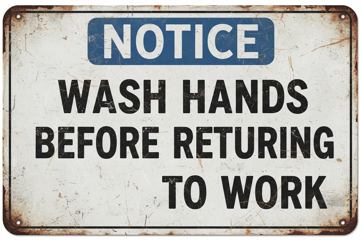 Wall Decor Osha Notice : Wash Hands Before Returning To Work - Social Distancing Sign (ii) Metal Sign 8x12Inch Clear Signage For S, Fences Vintage Signs Aluminum Plates Printed