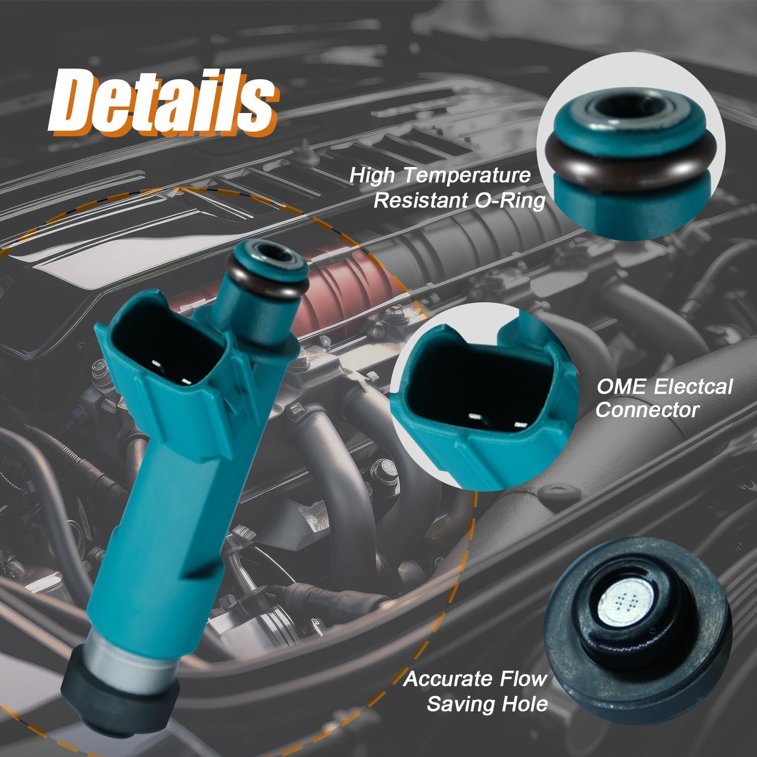 Upgraded Fuel Injectors FJ758 fit for Toyota Camry Corolla Highlander Matrix Rav4 Solara L4 2.4L 2004-2013, fit for Scion TC XB L4 2.4L 2005-2015, 232090H030, 232090H060, 2320928080 (4)