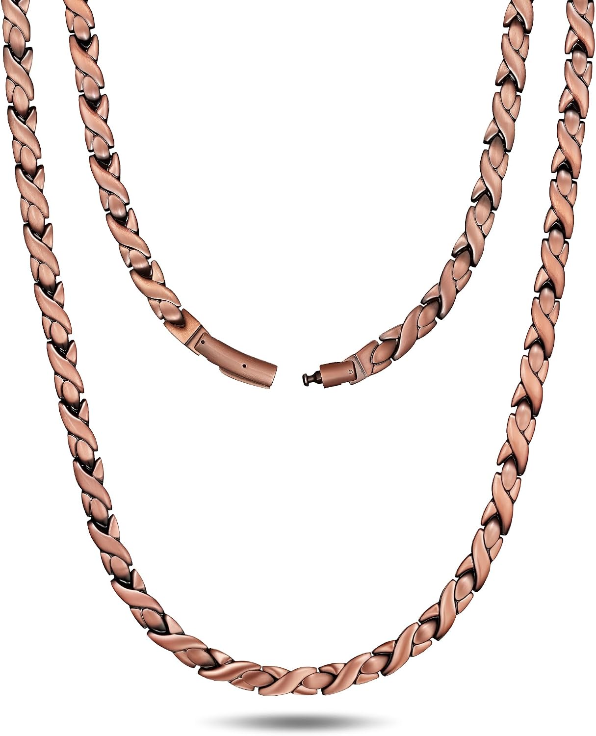 Feraco Copper Necklace for Men Women, 99.99% Pure Copper Magnetic Chains with 3500 Gauss Ultra Strength Neodymium Magnets, Adjustable Jewelry Gift with Sizing Tool