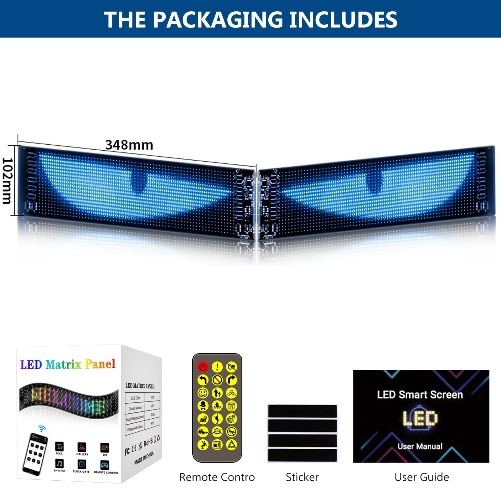 2 occhi LED per auto/camion, Devil Eyes Light, 10 x 35 cm, personalizzabili, con controllo app, telecomando Bluetooth, USB 5 V, luce per gli occhi del diavolo, per auto, camion, camion