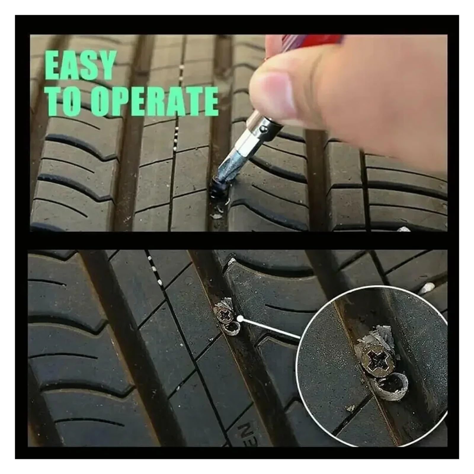 Juego de reparación de neumáticos de vacío 500/10 piezas, con pegamento y clavos de película de goma para pinchazos de neumáticos de coche, camión, motocicleta, scooter, kit de reparación