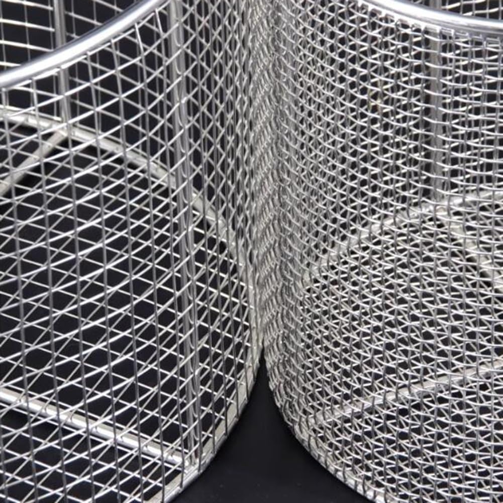 Cestino per sterilizzazione strumenti, vassoio perforato in acciaio inox 304 per lavaggio ad alta temperatura, design portatile, 40 x 40 cm, diametro maglia 4 mm