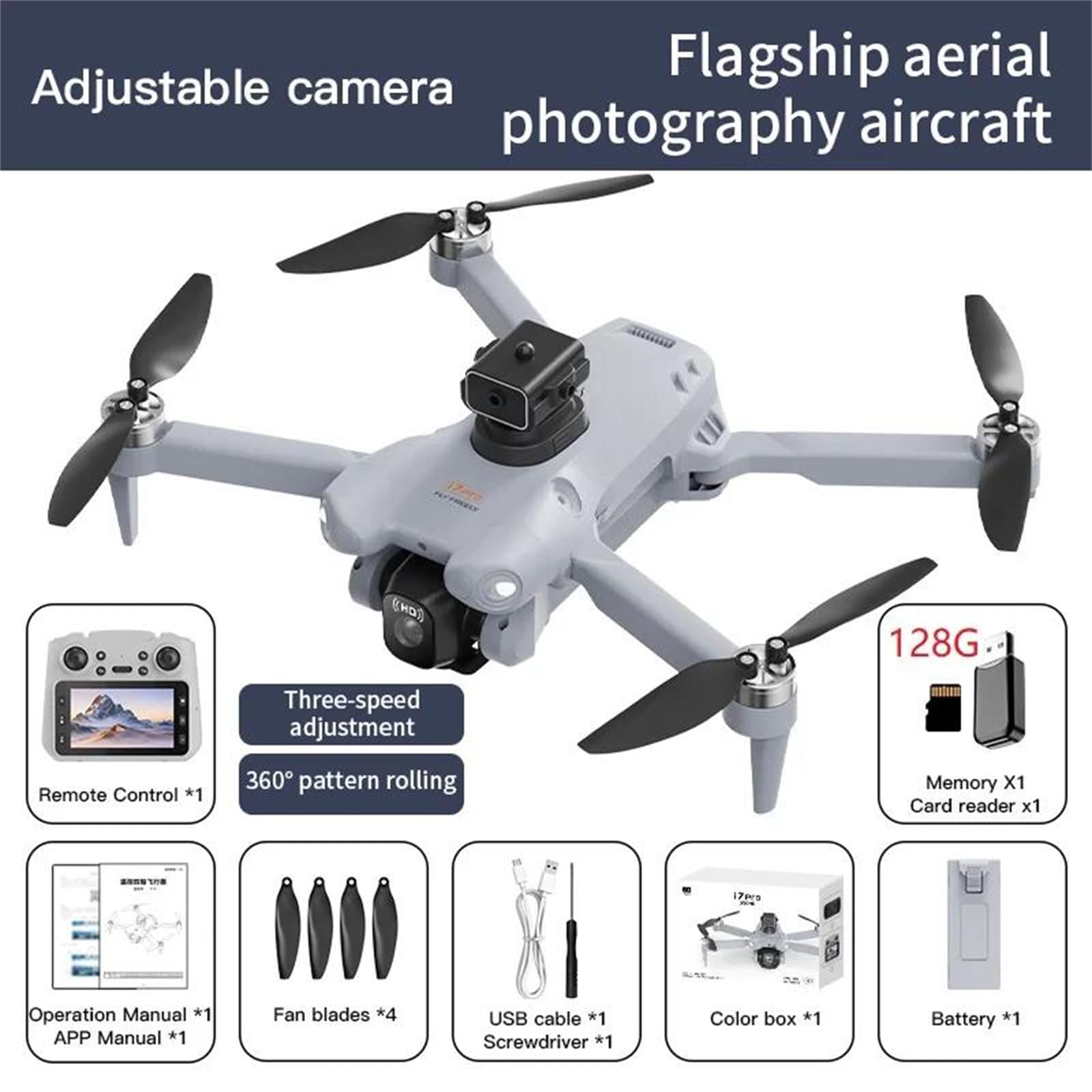 Dron i7 pro 4k hd z podwójną kamerą, profesjonalny system unikania przeszkód, optyczne pozycjonowanie przepływu, lcd uav, zdalnie sterowany quadrocopter, zabawki,Triple battery