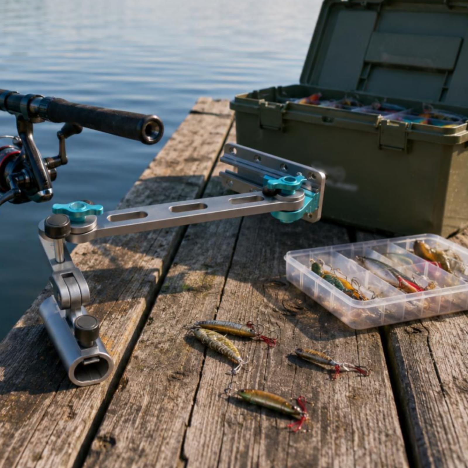 Portacanna da Pesca Regolabile Supporto con Staffa a Morsetto Braccio in Metallo Forato Lega di Alluminio per Tubo 18-21 Mm 290 G Adatto a Kayak Canoa