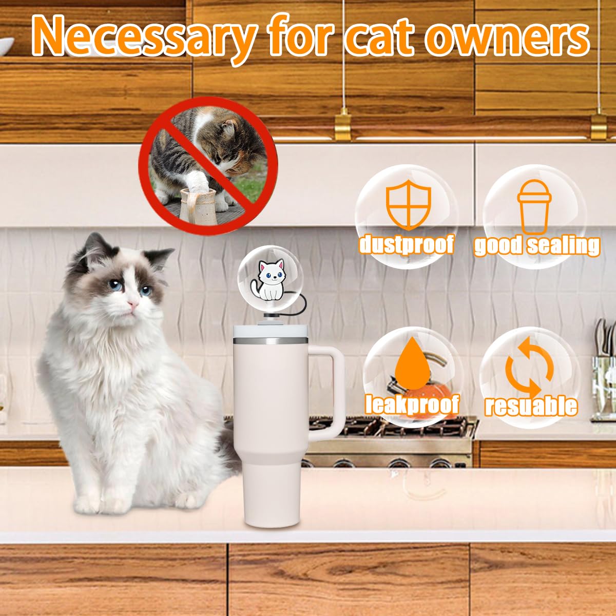 Amazon | 猫ストローカバートッパー 12個 Stanley用 40オンス