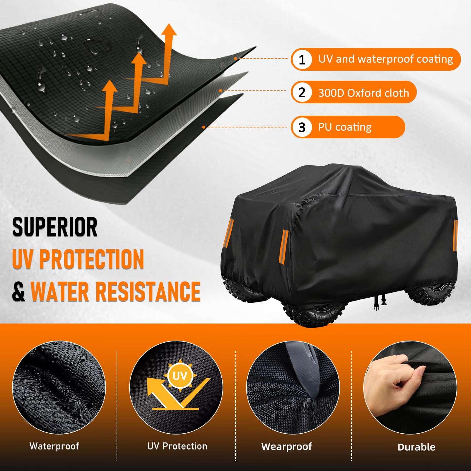 Cubierta de ATV Impermeable para Segway Powersports Villain 500 | Cubierta Funda para Quad ATV Cover 300D Oxford Prueba de Sol Lluvia Polvo Viento Nieve Excremento de Pájaro
