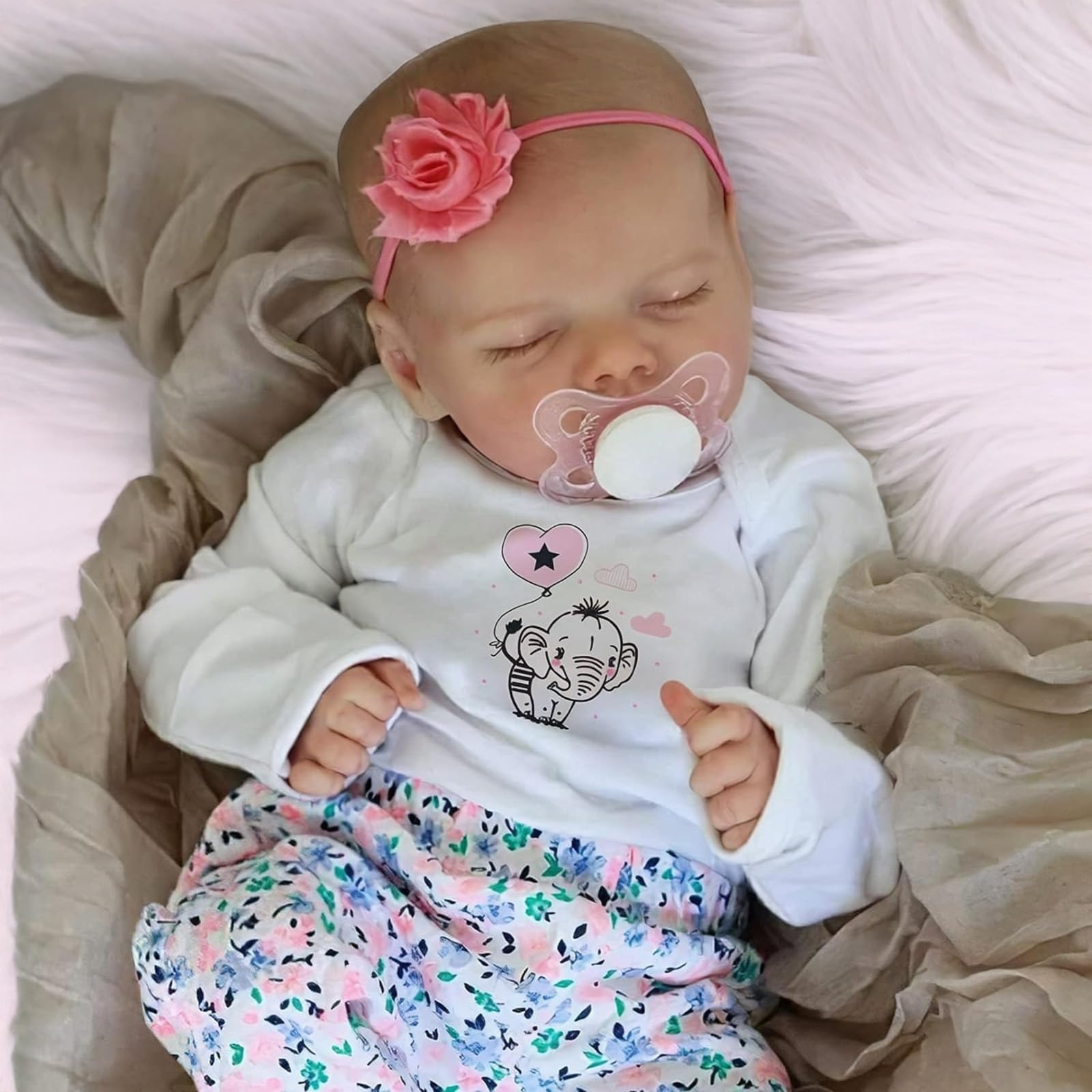 JIZHI Reborn dolls - 17-Inch Handmade Realistic Baby Dolls Soft Cloth Body with Toy Accessories, Reborn Baby Dolls Like a Lifelike Baby(Sleeping baby)