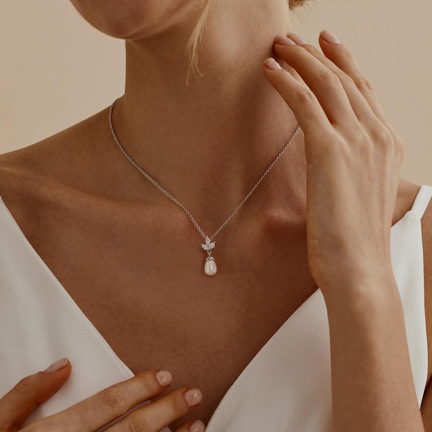 Pearl Necklaces for Women Trendy,14k Gold Plated Pearl Pendant Necklace Dainty Wedding Necklace Small Cute Gold Choker Necklace for Women Non Tarnish Gold Prom Jewelry Fashion Bridesmaids Gifts - Image 4