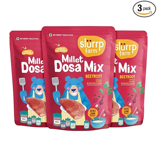 Slurrp Farm Millet Dosa Instant Mix | Supergrains And Beetroot | Natural And Healthy Food, 150g (Pack Of 3)