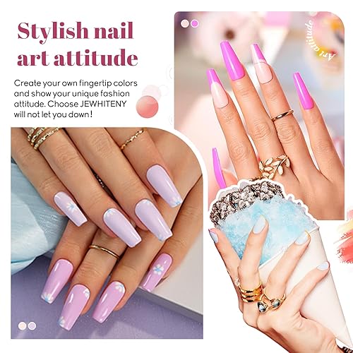 Miniatura 4 de JEWHITENY Kit de 45 esmaltes de uñas de gel con lámpara LED de luz UV, juego de 40 colores, herramientas de manicura, kit de gel de uñas todo en uno