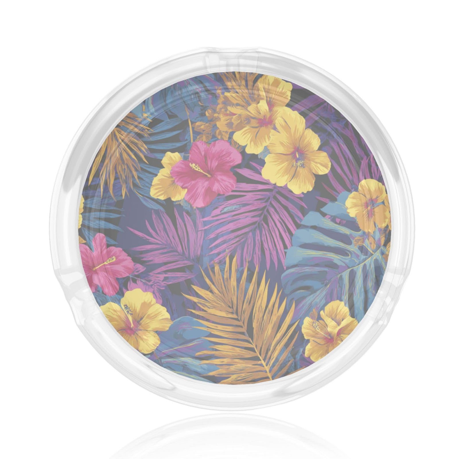 Tropical Monstera Leaves Golden Yellow Pink Violet Glass Ashtray For Cigarettes Ash Trays Case For Home Office Decor