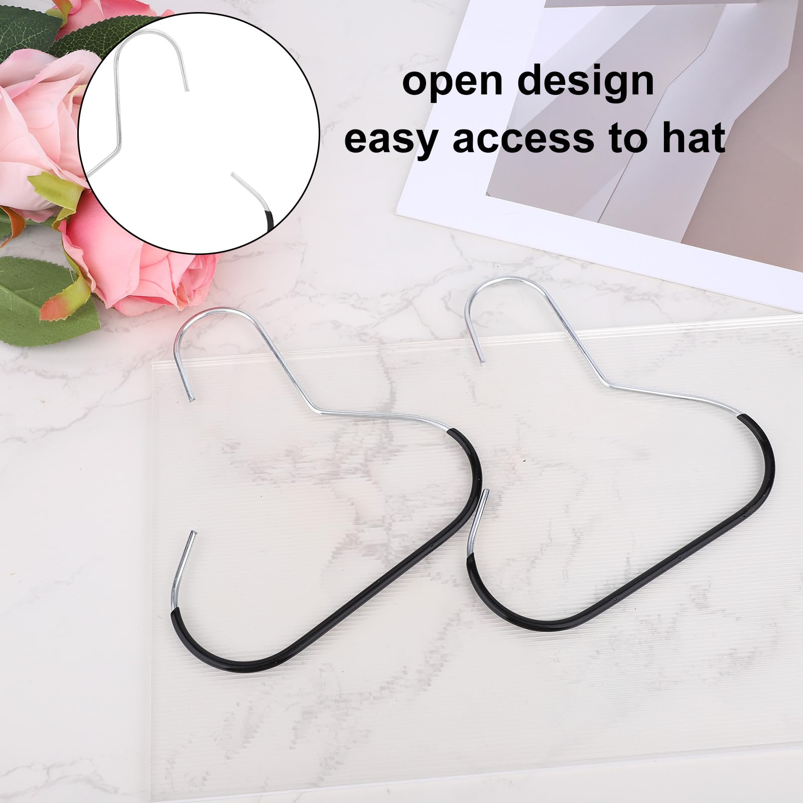 Perchero para Sombreros 2uds Gancho Almacenamiento Gorras Acero Inoxidable Negro
