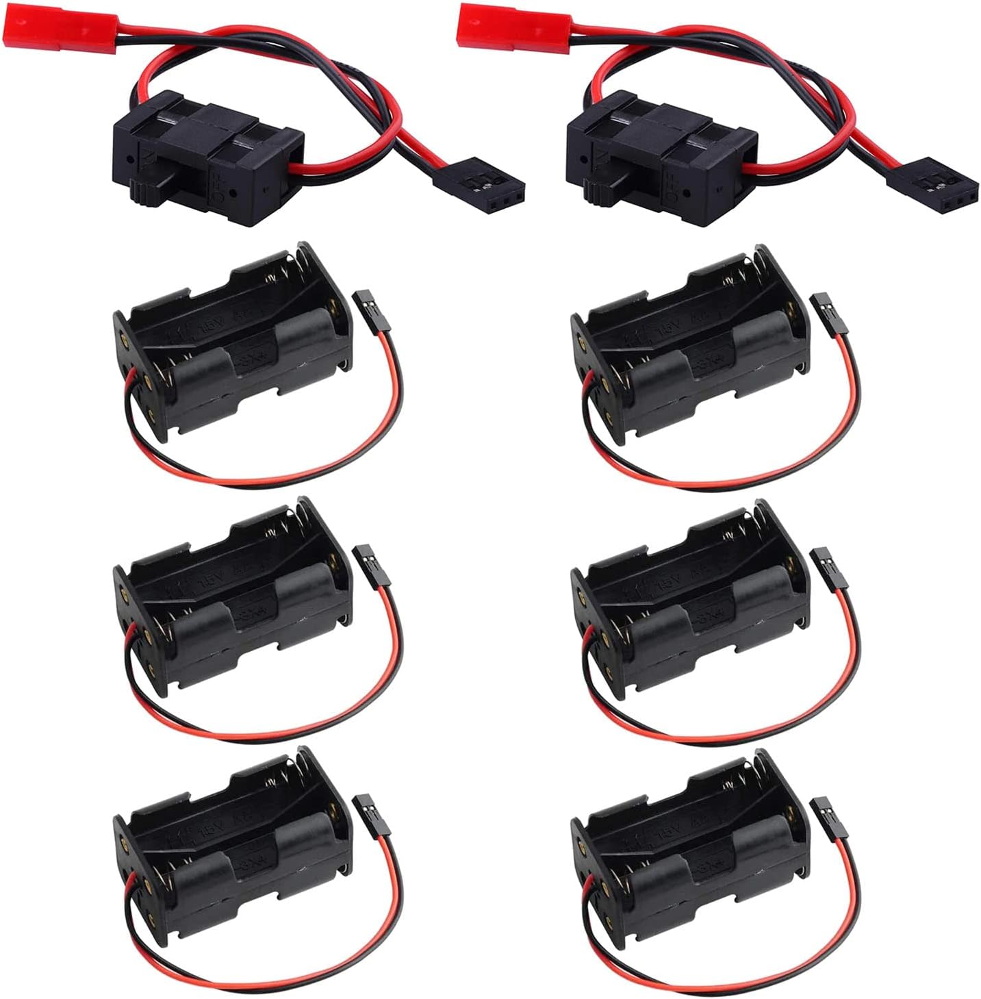 GTIWUNGBattery Box Receiver Battery Holder Battery Insert Compartment 4 AA, RC Car Receiver Switch with JST Connector, for HSP 1/8 1/10 RC Car Crawler Truck