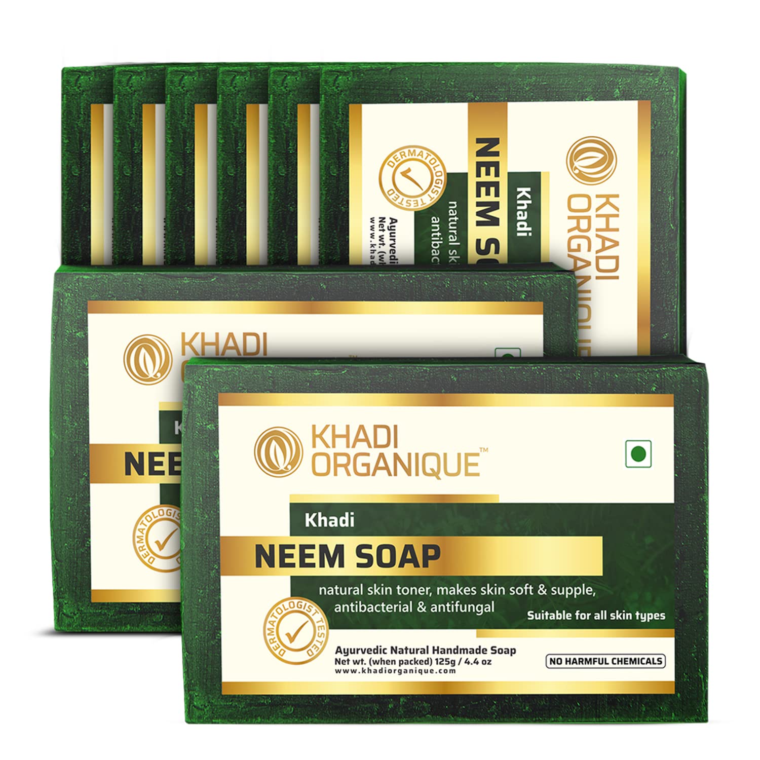 Khadi Organique Natural Herbal Pure Neem Soap Pack of 8