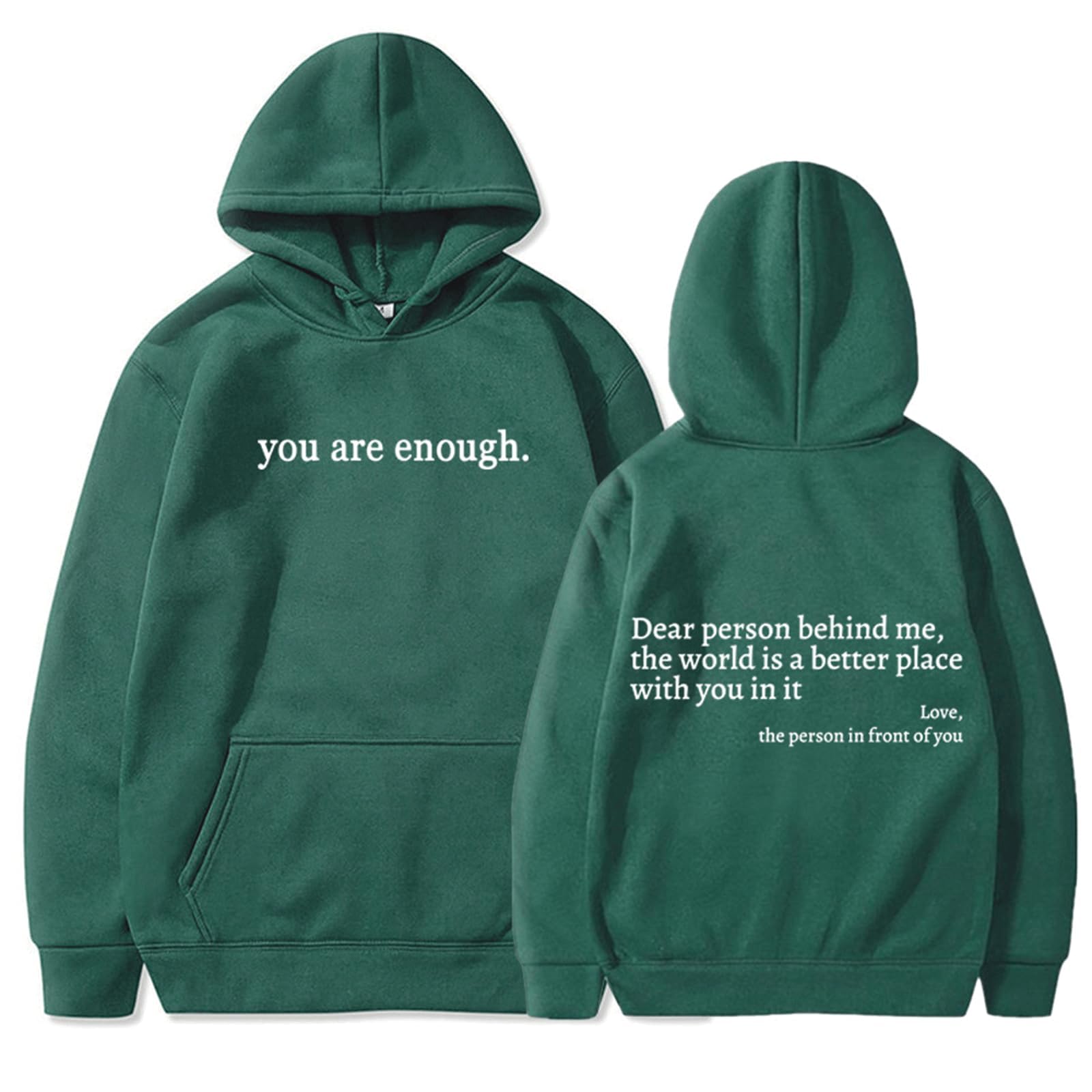 LELISKA You are Enough Hoodie,Dear Person Behind Me Sweatshirt Hoodie for Women Casual Letter Print Sleeve Pullover Gift