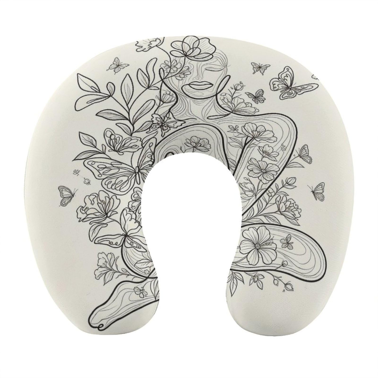 Btcowzrv Style Abstract Woman Butterfly U Shaped Neck Pillow Travel Pillows