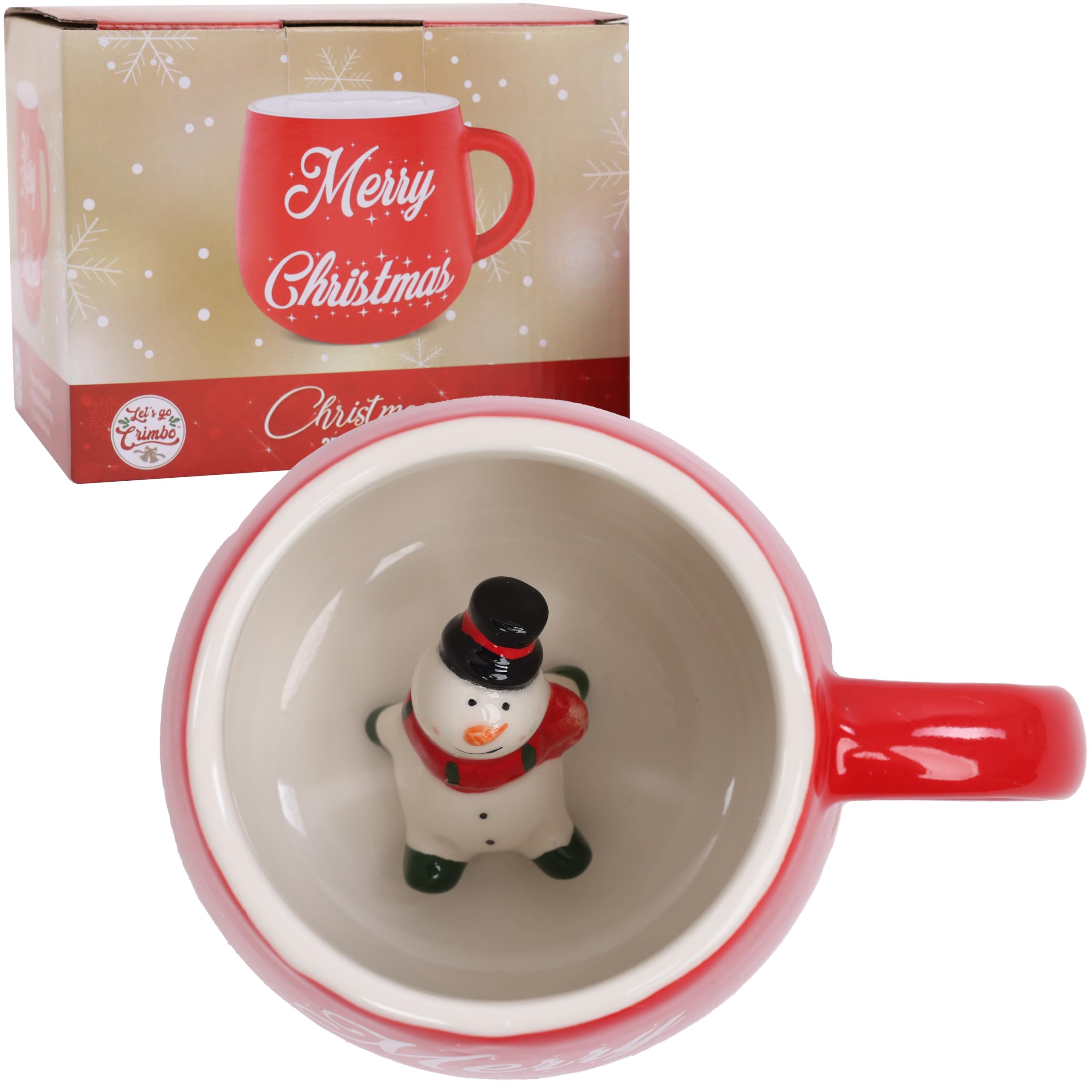 Lets Go Crimbo Christmas Snowman Mug Cute Funny Xmas 3D Novelty Ceramic Cup Gift Present Secret Santa Idea for Tea Hot Chocolate Movie