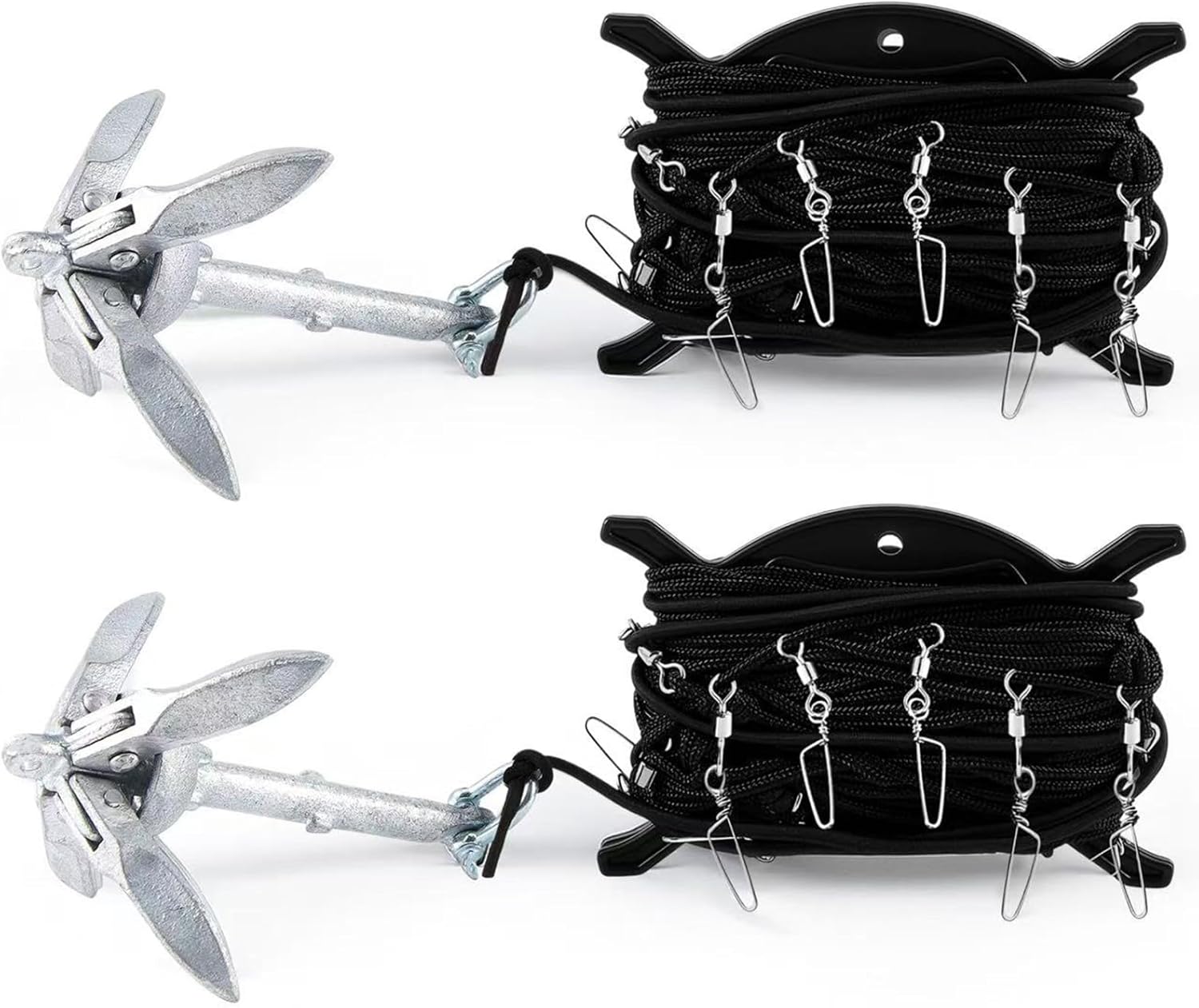 2 Pack Jerk Rig for Duck Decoys Motion Decoy Device Each Set Include 6 Drops, 90ft Nylon Cord, 5ft Bungee and Anchors for Waterfowl Hunting