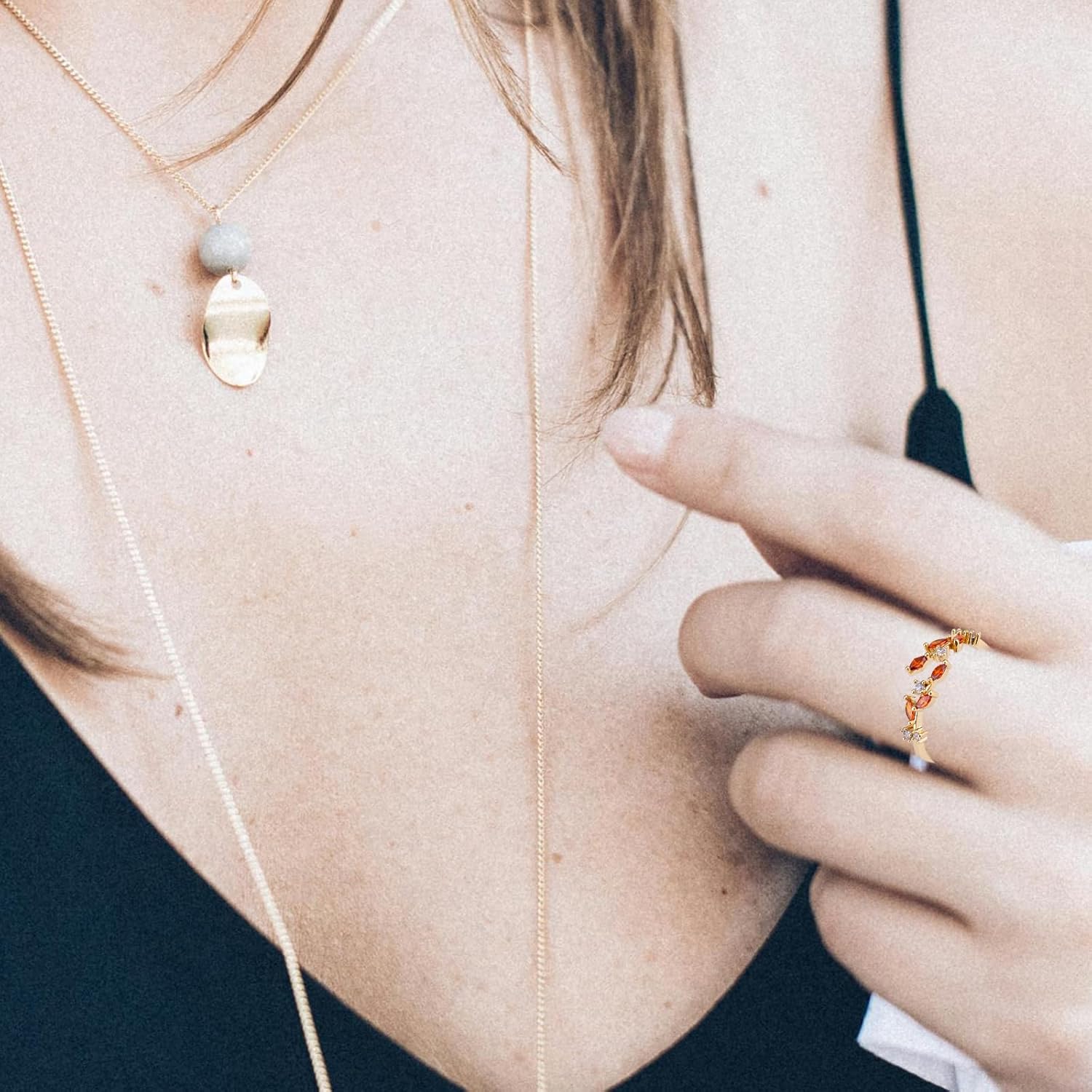 Cubic Zirconia Leaf Rings for Women, Delicate Adjustable Leaf Shape Open Ring with Jewelry Box Ideal Jewelry Gifts for Birthday Mother's Day Valentine's Day (Orange Red) - Image 6