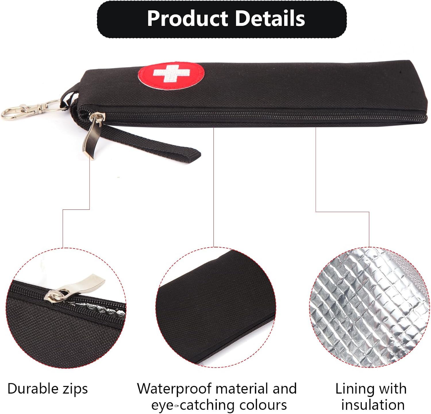 2 Pack EpiPen Carrying Case(Black)