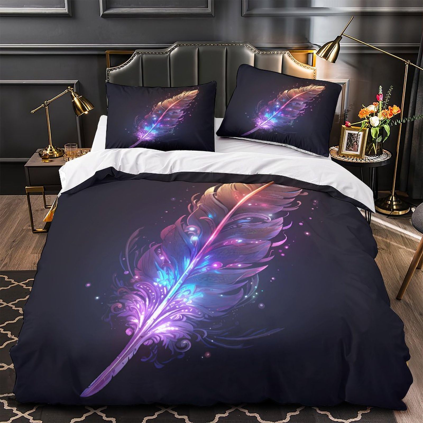 Parure de lit hypoallergénique et respirante avec housse motif 3D