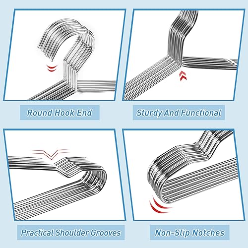 Miniatura 3 de Wesiti 100 perchas de metal de acero inoxidable para ropa, perchas de metal fuertes, alambre de 17.7 pulgadas, espacio de ropa para abrigos, trajes,