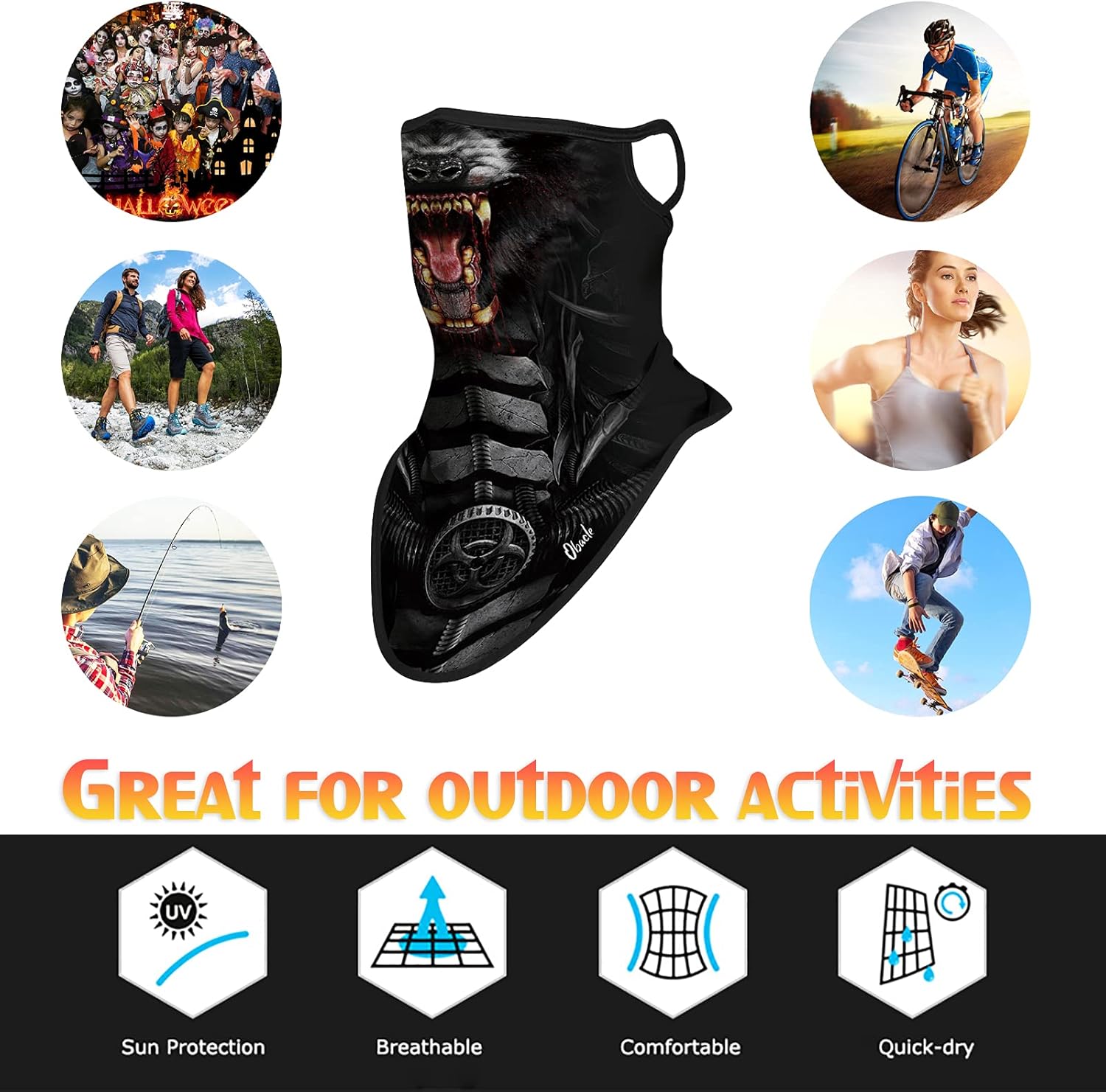 Obacle Neck Gaiter Face Mask with Ear Loops Bandana Face Mask Scarf Face Cover for Men Women - Image 7