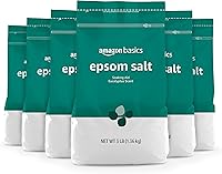 Amazon Basics Eucalyptus Spearmint Epsom Salt Soaking Aid, 3lb Resealable Bags (Pack of 6) - Soothe Muscles & Relax