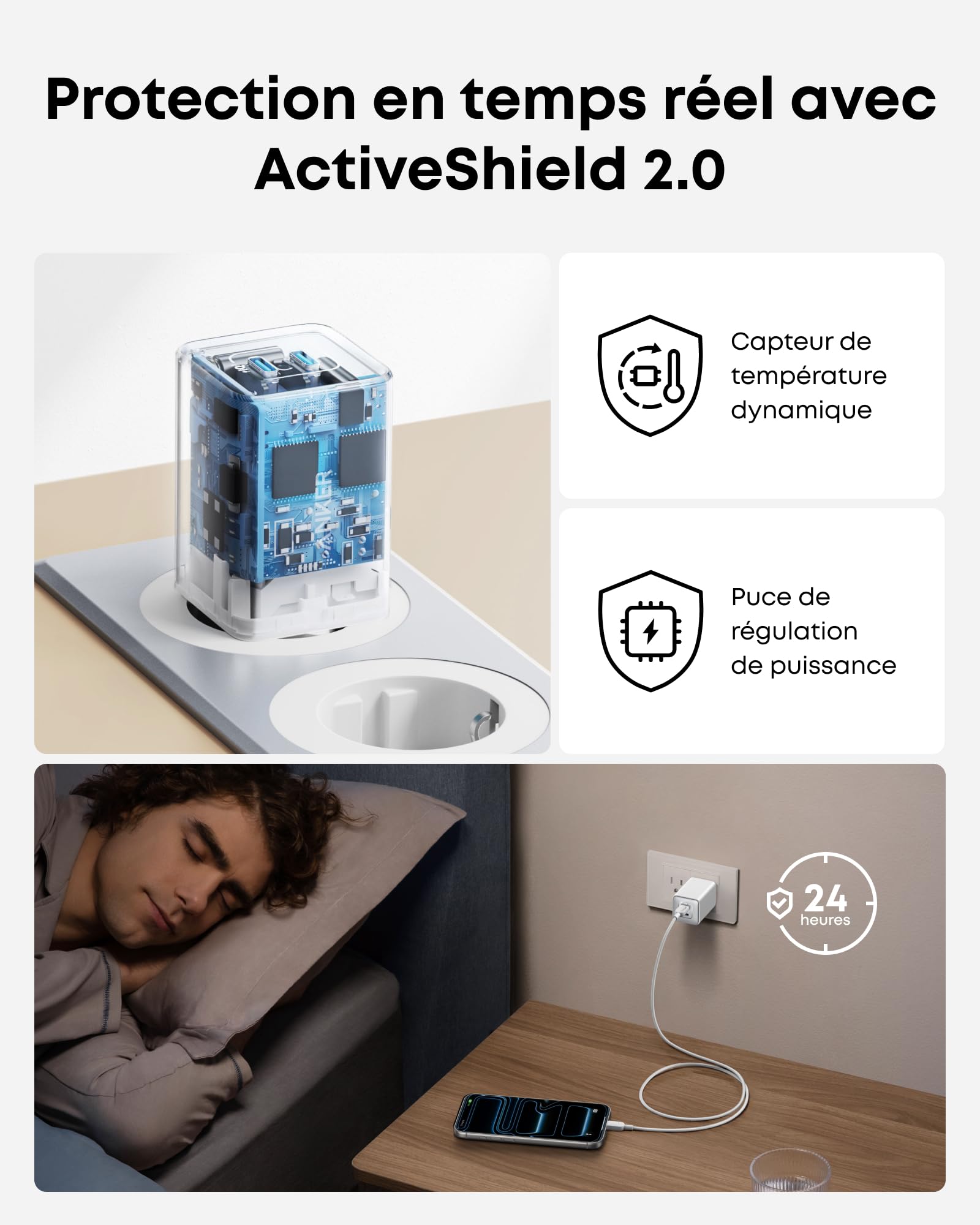 Anker 523 Chargeur USB C 47 W (Nano 3), Chargeur Samsung Charge Rapide GaN Compact 2 Ports pour iPhone 16/16 Plus/ 16 Pro Max/15/14/13, Galaxy, Pixel 4/3, iPad/iPad Mini (câble Non Inclus), Blanc