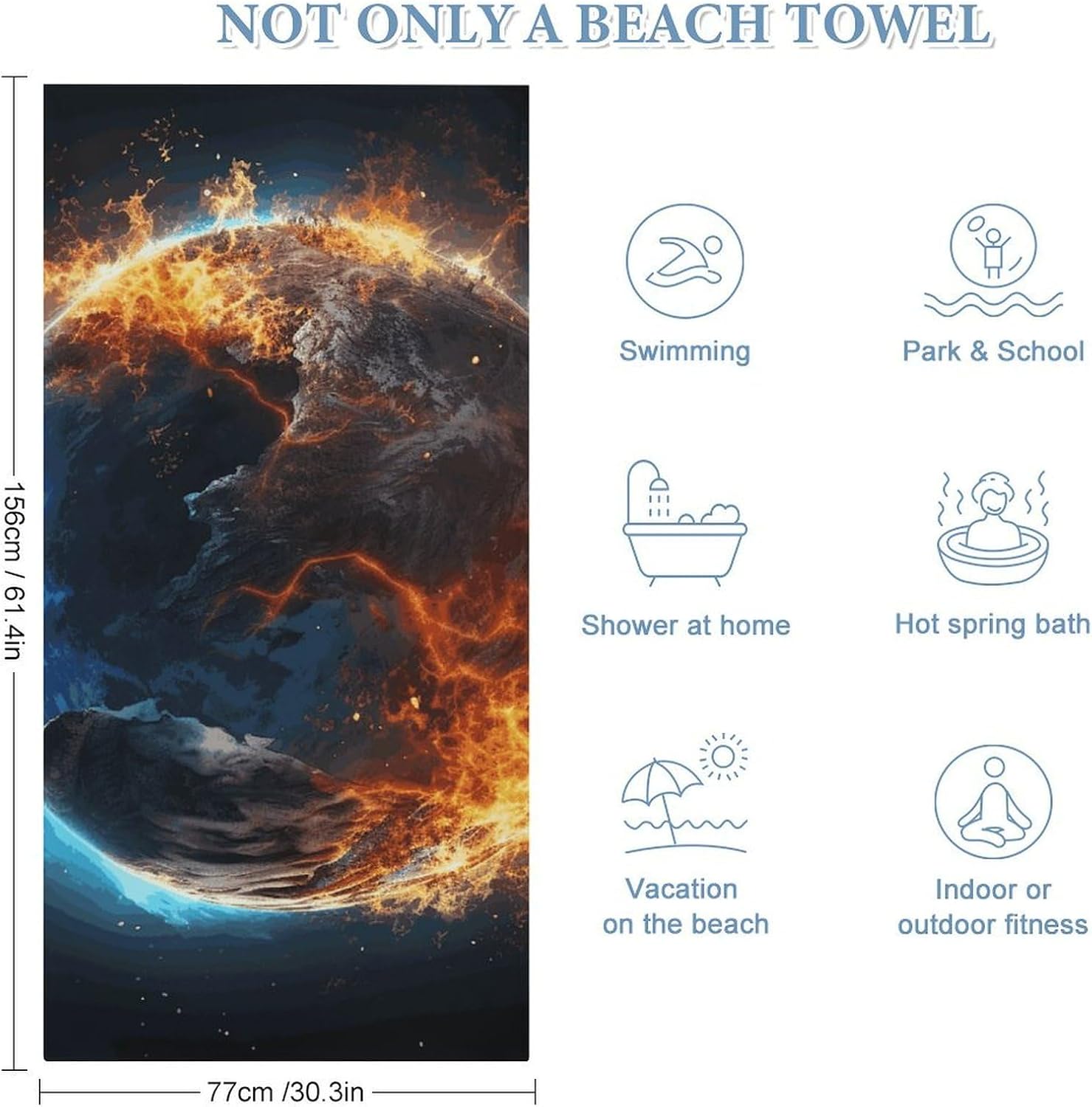 Planet Ice and Fire Oversized Beach Towel Set 31x 61 in image 2